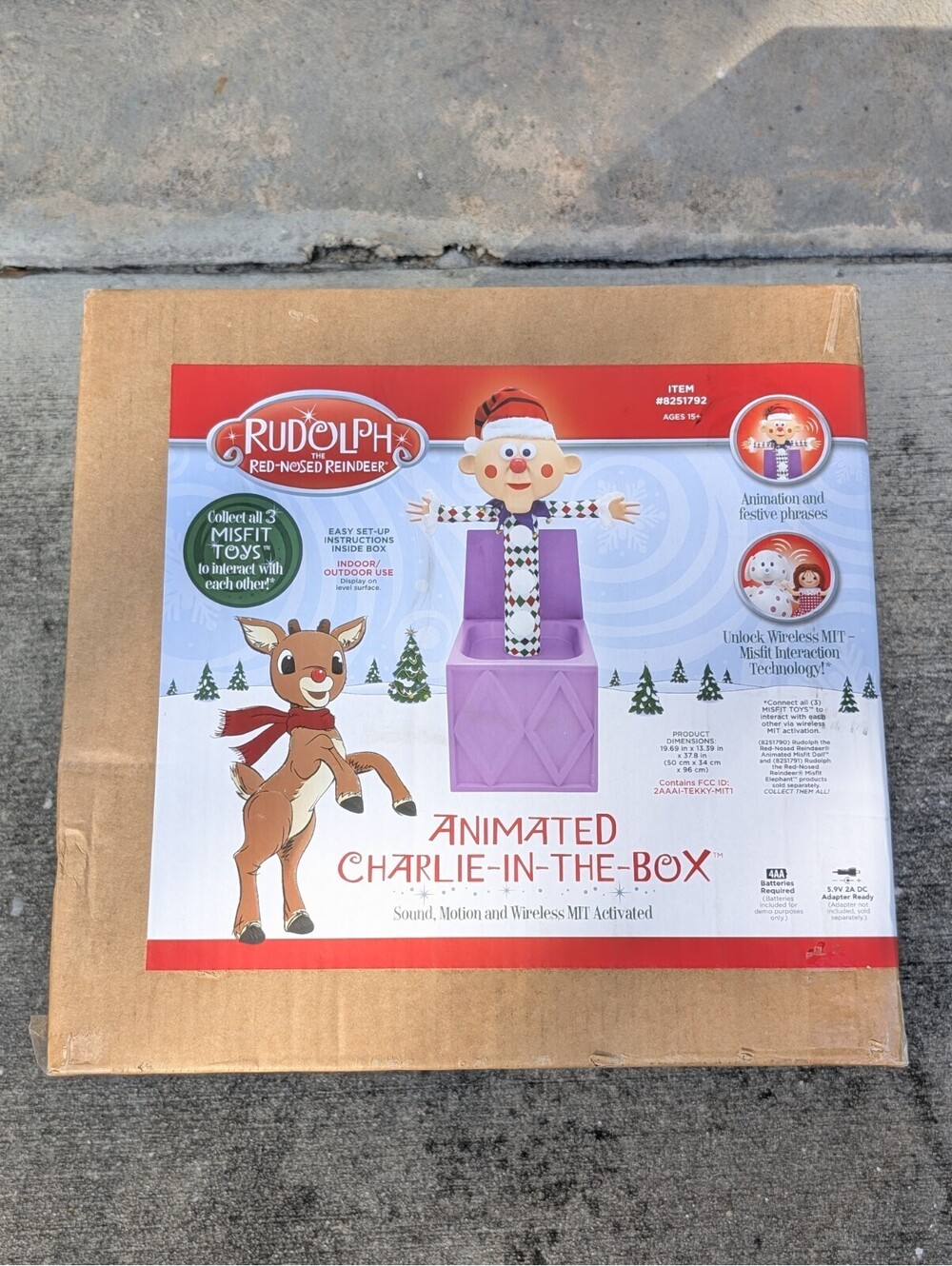 3.5 FT ANIMATED CHARLIE IN THE BOX RUDOLPH RED NOSED REINDEER Interactive Prop